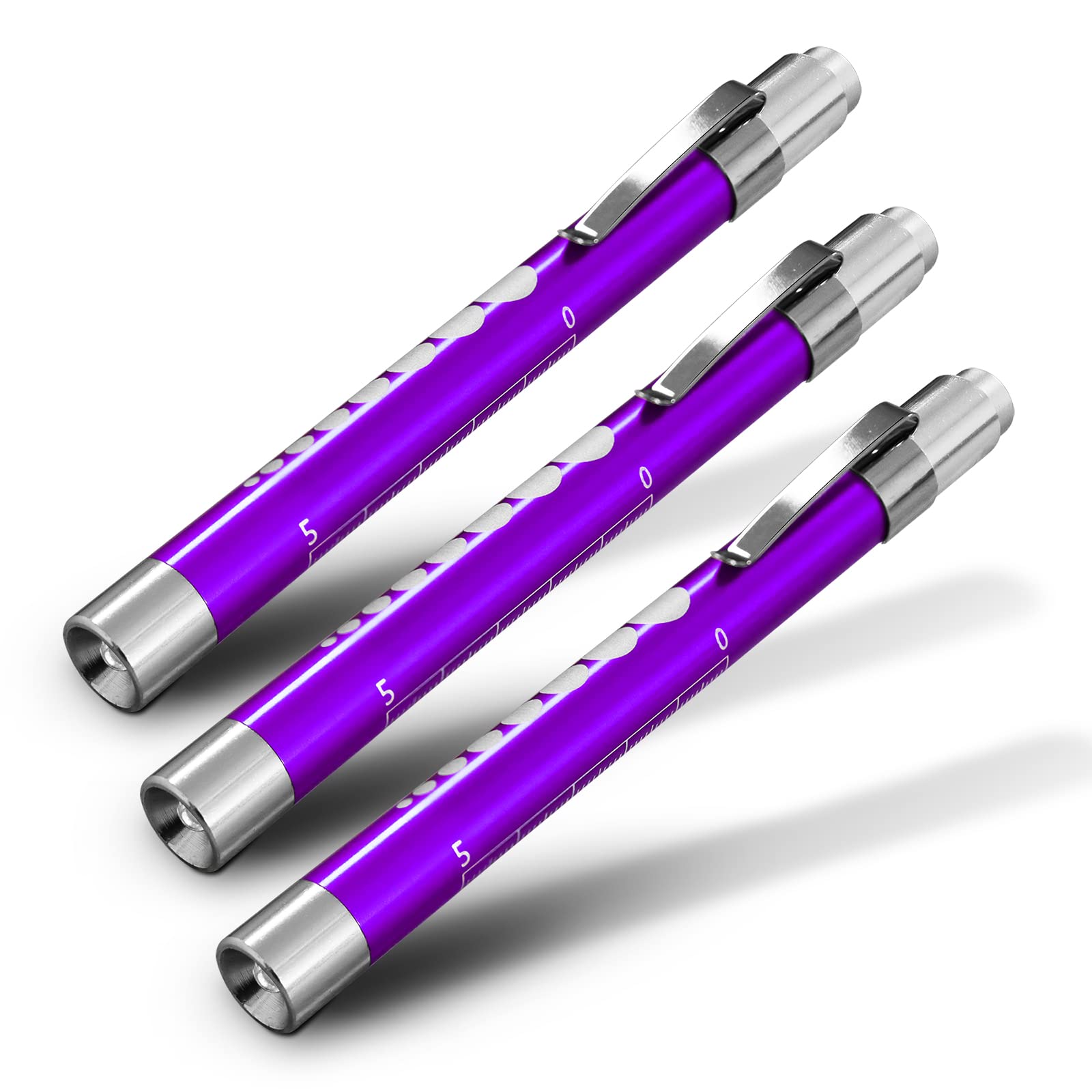 RE-GEN Doctors Nurses Reusable Aluminium LED Pen Light Diagnostics Inspection Penlight Pocket Torch Flashlight (3, Purple)