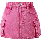 COZYEASE Girl's Y2k Mini Denim Skirt Loose Fit Button Up Zip Up A Line Straight Skirt with Pockets Streetwear