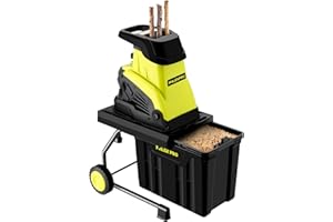 PHLEX PRO Wood Chipper Shredder, 15-Amp Brushless Electric Garden Wood Chipper 1.8 Inch Cutting Diameter with 10 Gallon Collecting Bin for Mulching, Composting and Yard Cleanup