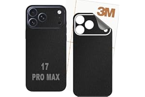 for iPhone 17 PRO MAX Skin 3M Black Leather Texture Back Glass Film Protective Decal (Leather)