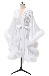 Yexinbridal Tulle Feather Fur Bridal Sheer Robe