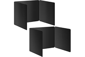 BCABO 2 Pack Black Desk Dividers for Students, Privacy Shields Folder for Students, Durable & Waterproof Plastic Study Board, Classroom Teacher Supplies Test Divider, Includes Extra Labels