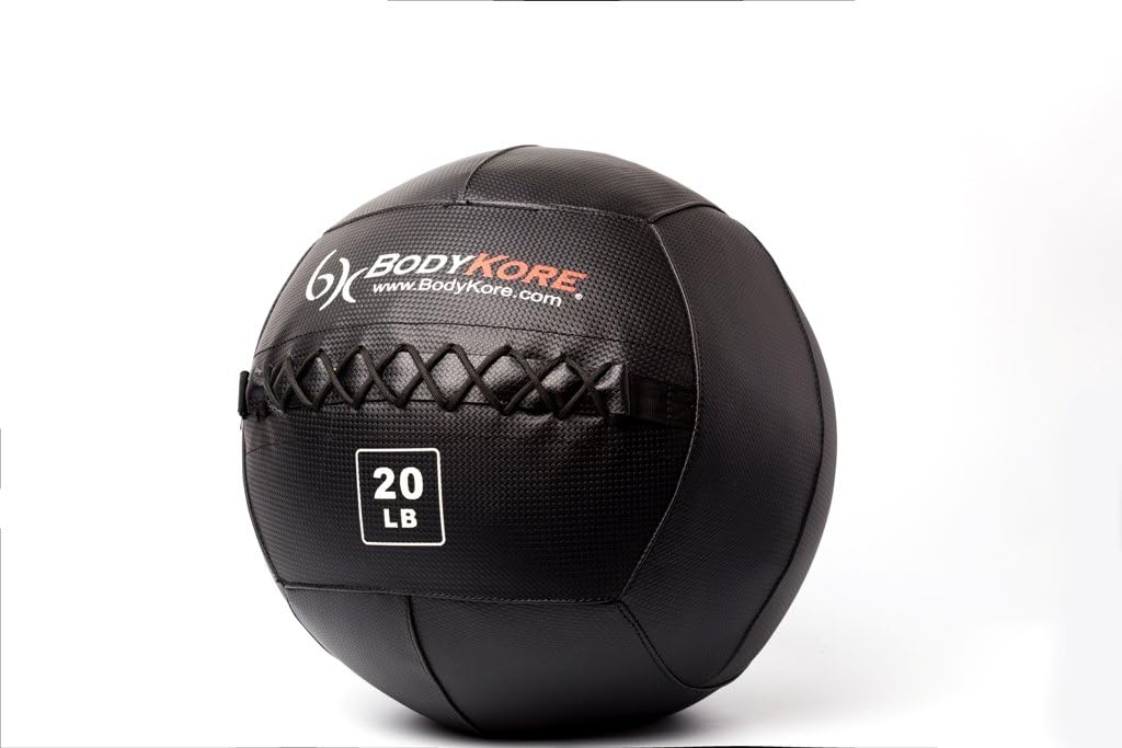 Bodykore Premium Wall Ball- Double Stitched Industrial Vinyl- Durable- Medicine Ball- WOD- 14" Diameter- 8lb, 10lb, 14lb, 20lb, 25lb- One Year Manufacturer Warranty! (20, 20)