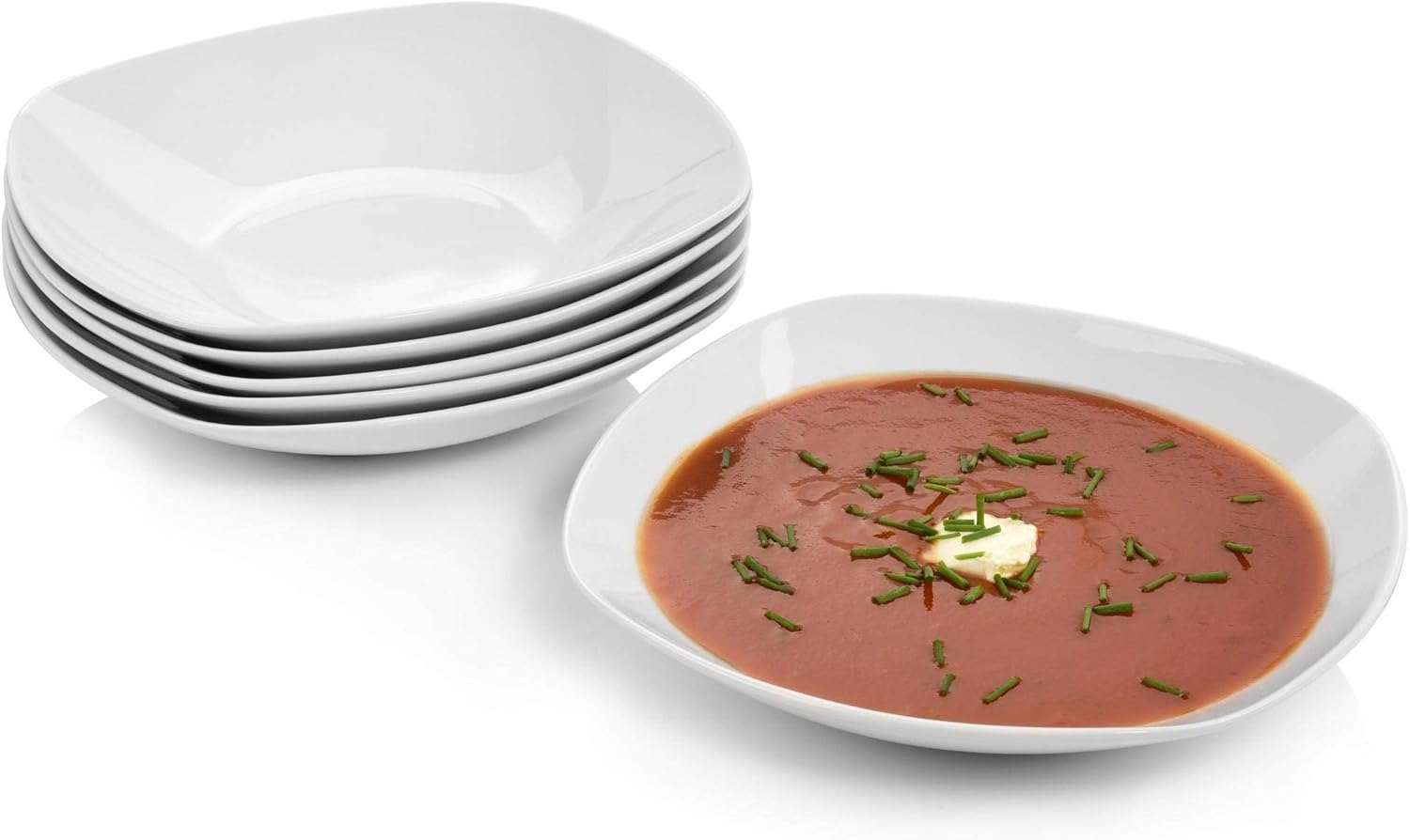 Sänger Suppenteller 'Bilgola' aus Porzellan 6 teilig | Für 6 Personen | EIN modernes Dinnerset für stilbewusste Geniesser