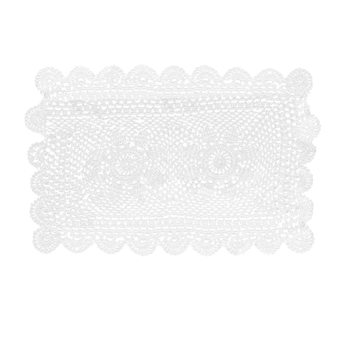 PRETYZOOM Handmade Crochet Lace Placemat Hollow Out Table Place Mats Kitchen Coasters Doilies Wedding Dining Table Centerpiece Decor(White 30x50cm)