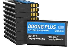 DDONG PLUS (10 Pack) 1200mAh Battery for RT22 Walike Talkies [2025 New Version Upgraded] for Retevis RT22 RT22S RT15 RT19 2W VOX Squelch 16CH CTCSS/DCS/Zastone X6 WLN KD-C1/Zeadio ZS-B1 Two Way Radi Battery