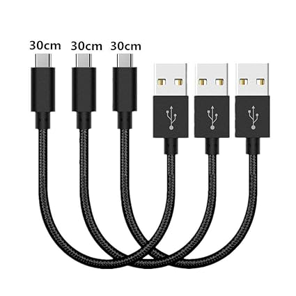 3 Stück USB Typ C Kabel, 30 cm, Nylon geflochten, Schnelles Ladekabel, USB A auf USB C Kabel für Samsung Galaxy S9 Plus, Note 8, Pixel, LG V30 G6, Nintendo Switch, OnePlus 5T