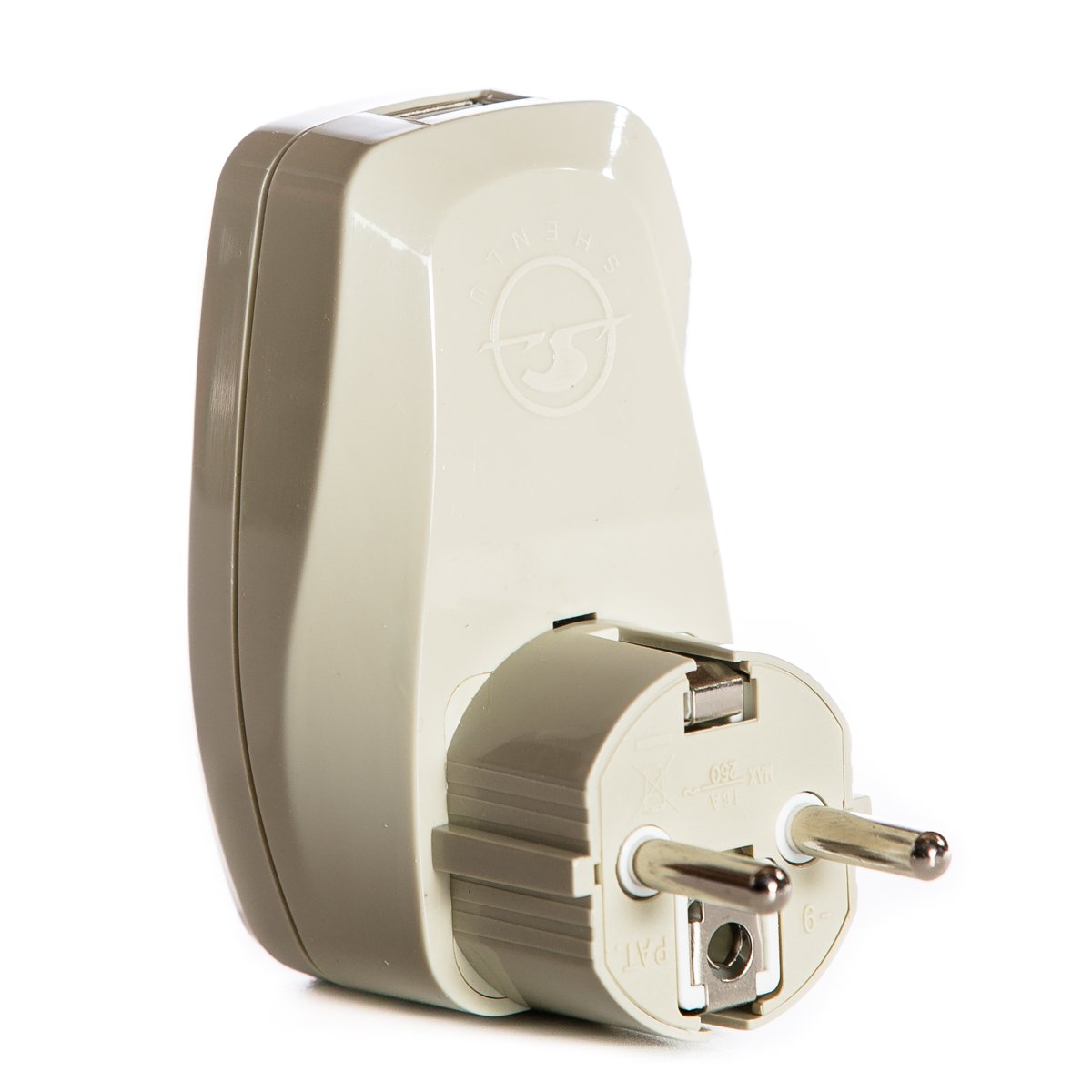 OREI 3 in 1 Schuko Travel Adapter Plug with USB and Surge Protection - Grounded Type E/F - Germany, France & More