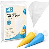 250 Pcs Disposable Piping Bags 12 Inch, Tipless Icing Piping Bags Non-Slip Anti Burst Disposable Pastry Bags for Cream Frosting, Cakes, Chocolate, Cupcakes and Cookies Decoration Supplies