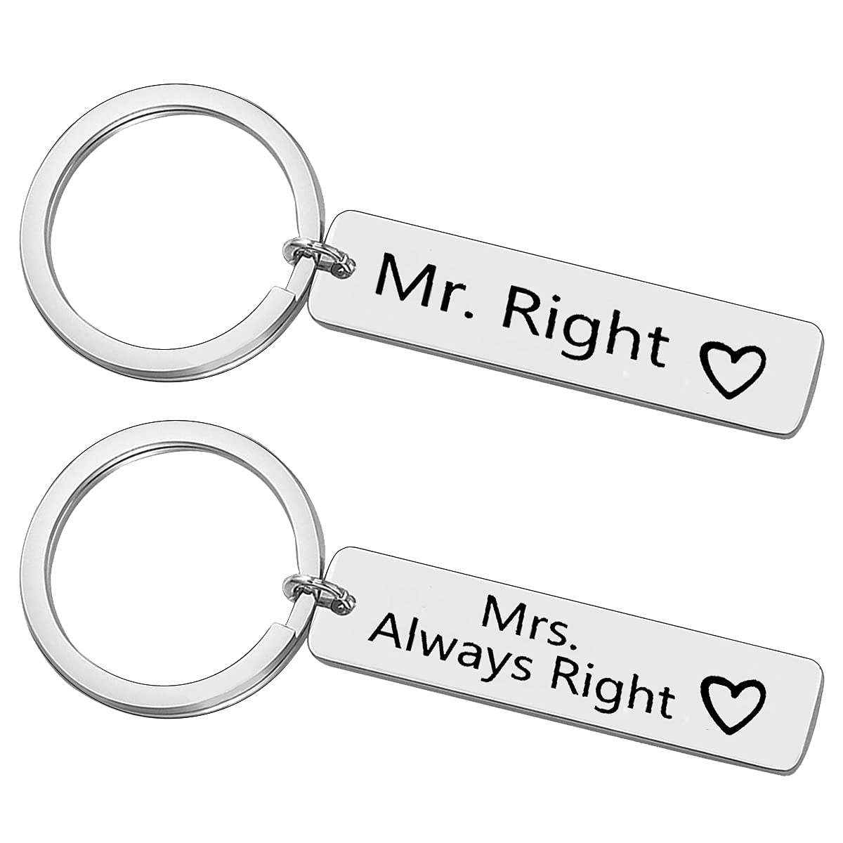 Ximalun Valentines Day Gifts for Couples Anniversary Keyring Gifts for Boyfriend Girlfriend Husband Wife Mr Right Mrs always Right Keyring Set Christmas Birthday Gift for Him Her