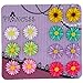 Princess-J Color Daisy Flower Magnetic Clip On Stud Earrings, Pack of 7 Pairs