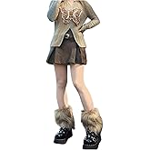 WDIRARA Women's Faux Fur Ankle Leg Warmers Fuzzy Leg Cuffs Winter Cuff Covers