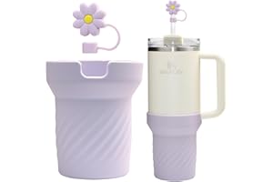 PAuji Silicone Boot and Straw Cover for Stanley Cup 40 OZ Accessories, Stanley Sleeve Bottom Protector for 40 OZ Quencher H2.0 FlowState/Adventure Quencher Tumbler