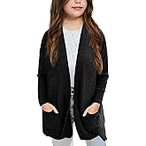 Goranbon Girls' Cardigan Sweaters Open Front Long Sleeve Casual Sweater Coats with Pockets