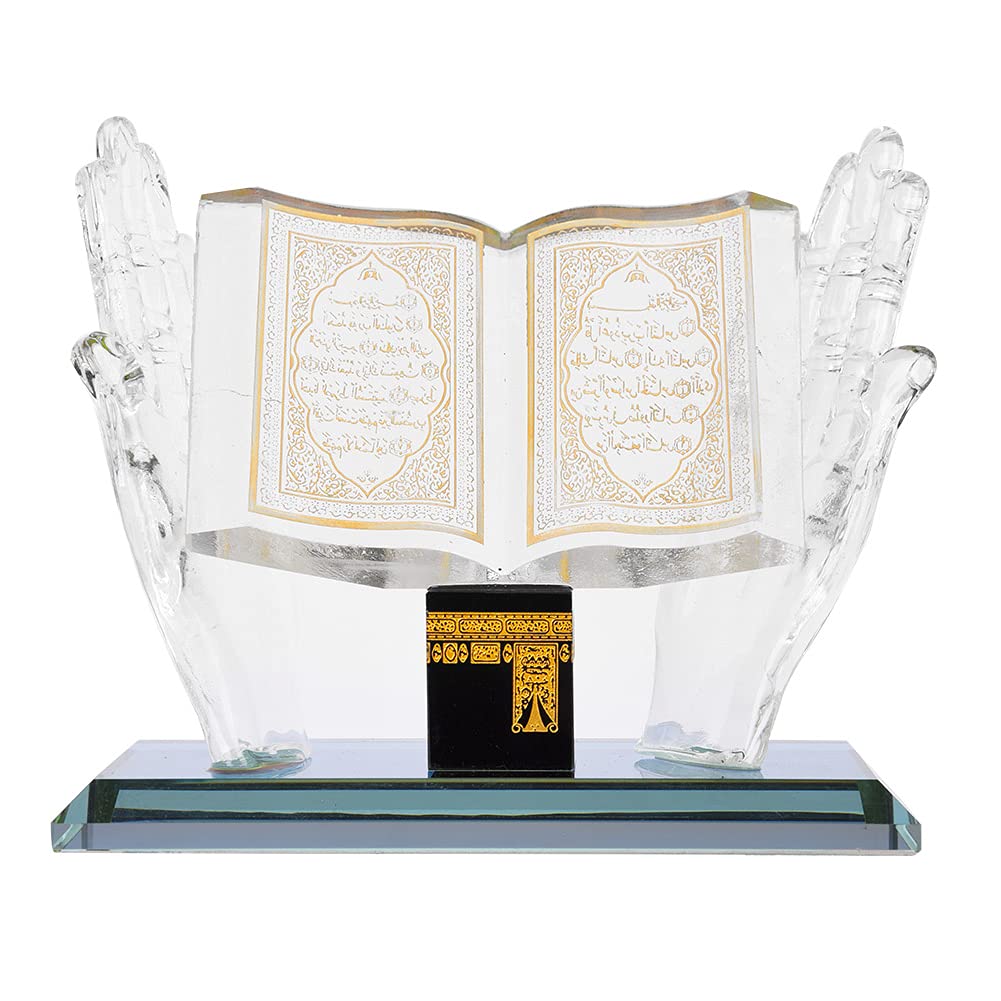 Dpofirs Islamic decor Islamic Calligraphy Art Decor Crystal Collectible Figurines for Home Decor Home Table Decor Kaba Replica Model Showpiece Bookend Eid Gift