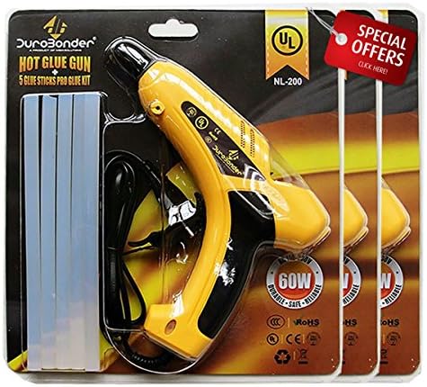 DUROBONDER Premium, Professional Hot Glue Gun (60Watts-EU Plug) + 5 All Purpose GlueSticks GlueKit for Arts & Crafts + Free EBook