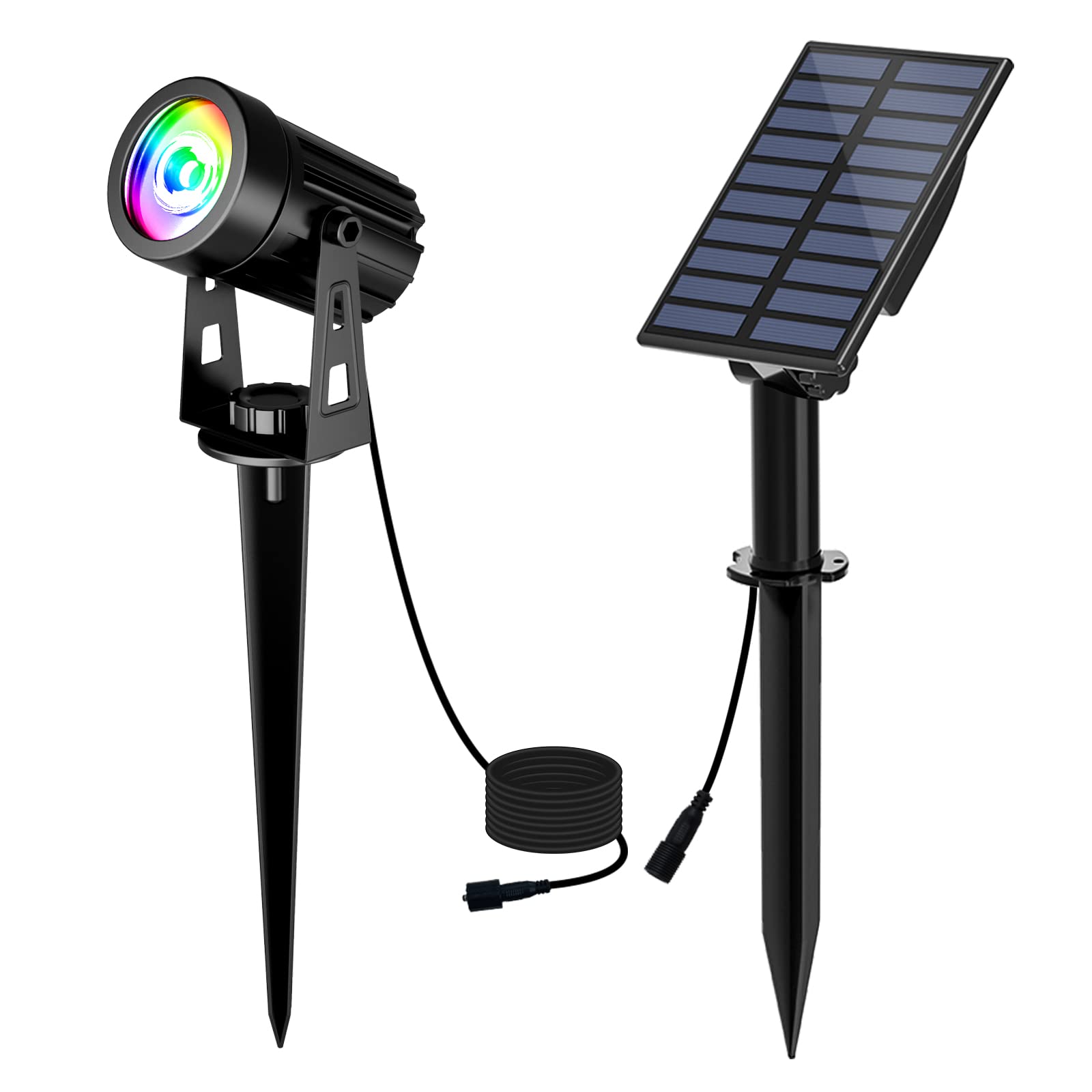 T-SUN Solar Spot Lights Outdoor Garden, Set of 1 1-LED RGB Solar Lights Outdoor Garden for Pathway Patio Gate Garden Yard Driveway Porch Walkway