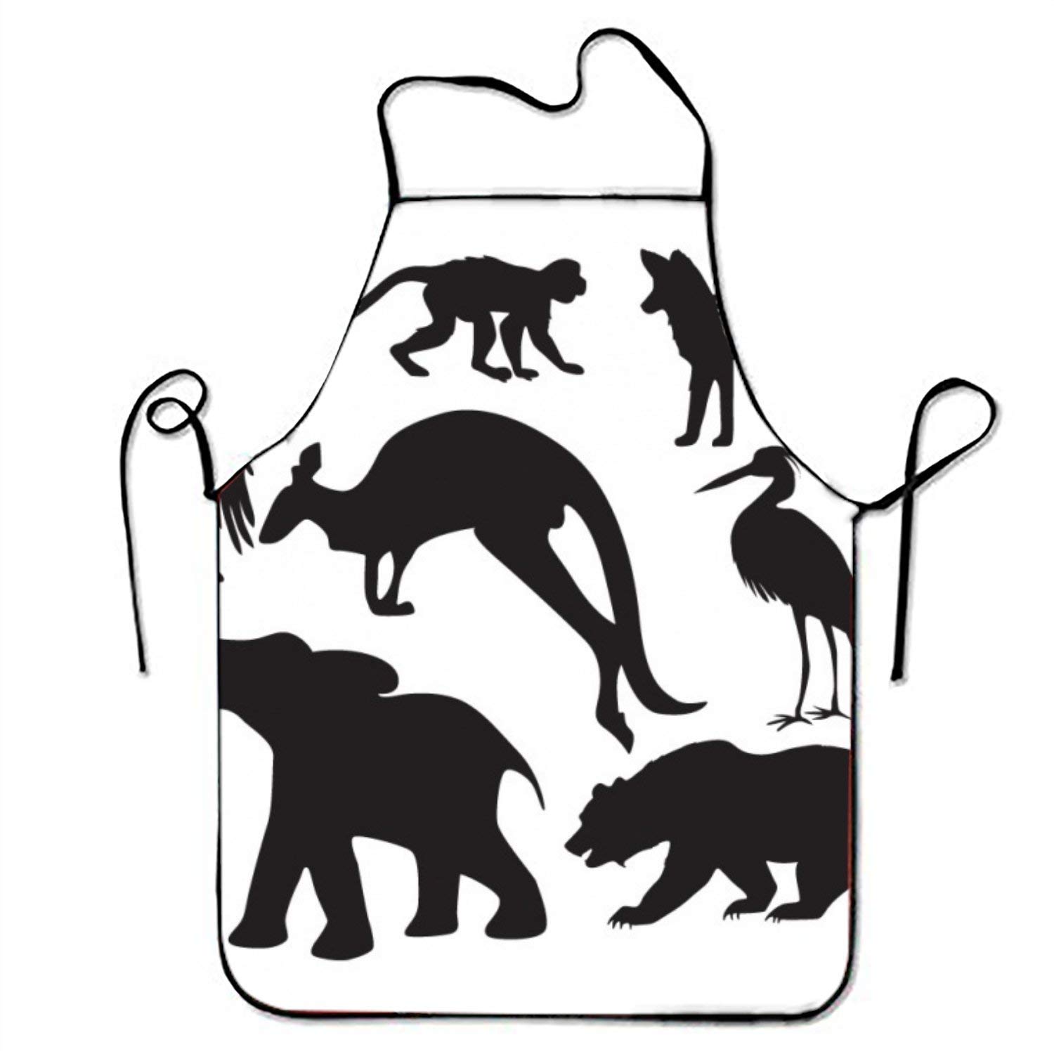 代引可 料理 バーベキューに ビブ エプロン キッチン ホーム レストラン 調節可能なネックストラップ 男女兼用 クッキングエプロン キッチン ワイルドアニマルシルエット B07g53xjd7 エプロン Www Eps Com Do