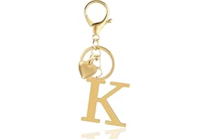 ANHBKAR Metal Heart Alphabet Keychain for Women, Girls - Cute Initial Letter Accessories for Purse, Bag Charms and Backpack
