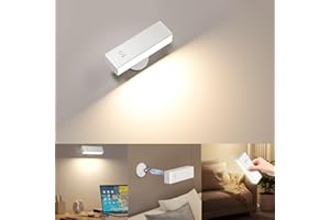 YiLaie LED Wall Sconce, Wall Mounted Lamp with 4000 mAh Battery Operated Wall Sconce Touch Controls & Brightness Adjustment, 