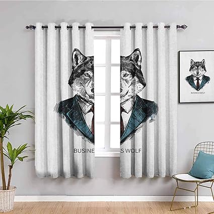 SONGDAYONE - Cortina oscura para habitación de lobo, 213,4 cm de largo