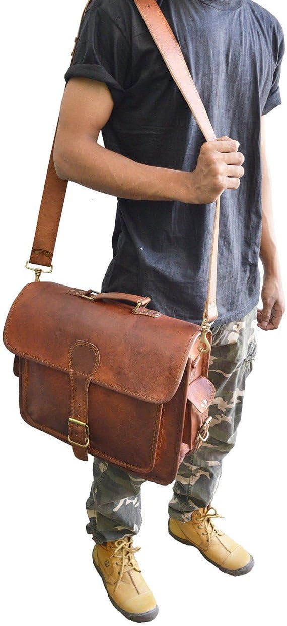 ANUENT Leather Bags Vintage Leather Laptop Bag Messenger Handmade Briefcase Crossbody Shoulder Bag (12 x 16 Inches) - Image 4