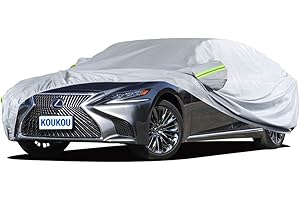 KouKou 6 Layers Car Cover Waterproof All Weather for Automobiles, Full Exterior Covers Universal Fit Sedan Lexus ES350 LS400, Lincoln MKZ MKS, Tesla Model S, BMW 750i, etc.(Length 208 inches)