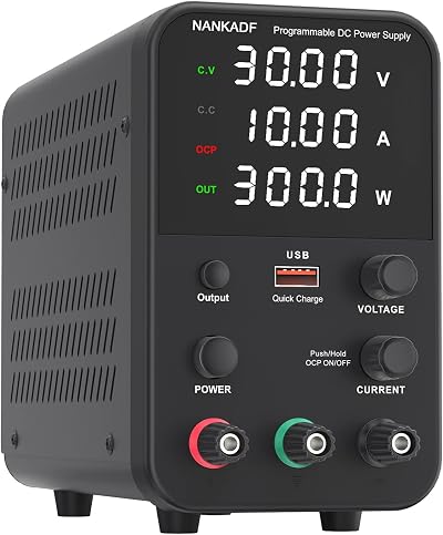 NANKADF DC Power Supply 0-30V 0-10A USB Fast Charge 18W 4-Digit