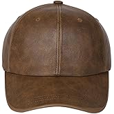 HeiDmai Classic Vintage Washed PU Leather Baseball Cap Hat for Men Women Adjustable Trucker Hat