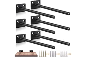 Floating Shelf Brackets 8 Inch - Blind Shelf Brackets Heavy Duty Wall Shelf Brackets, All Metal Black Hidden Shelf Supports w