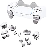 eXtremeRate Replacement D-pad R1 L1 R2 L2 Triggers Share Options Face Buttons, Chrome Silver Full Set Buttons Compatible with ps5 Controller BDM-010 & BDM-020