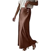 Prinbara Women's Satin Maxi Skirts Dressy Casual Zipped High Waisted Flowy Silk 2026 Spring Elegant Business Party Long Skirt