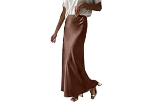 Prinbara Women's Satin Maxi Skirts Dressy Casual Zipped High Waisted Flowy Silk 2025 Fall Elegant Business Party Long Skirt