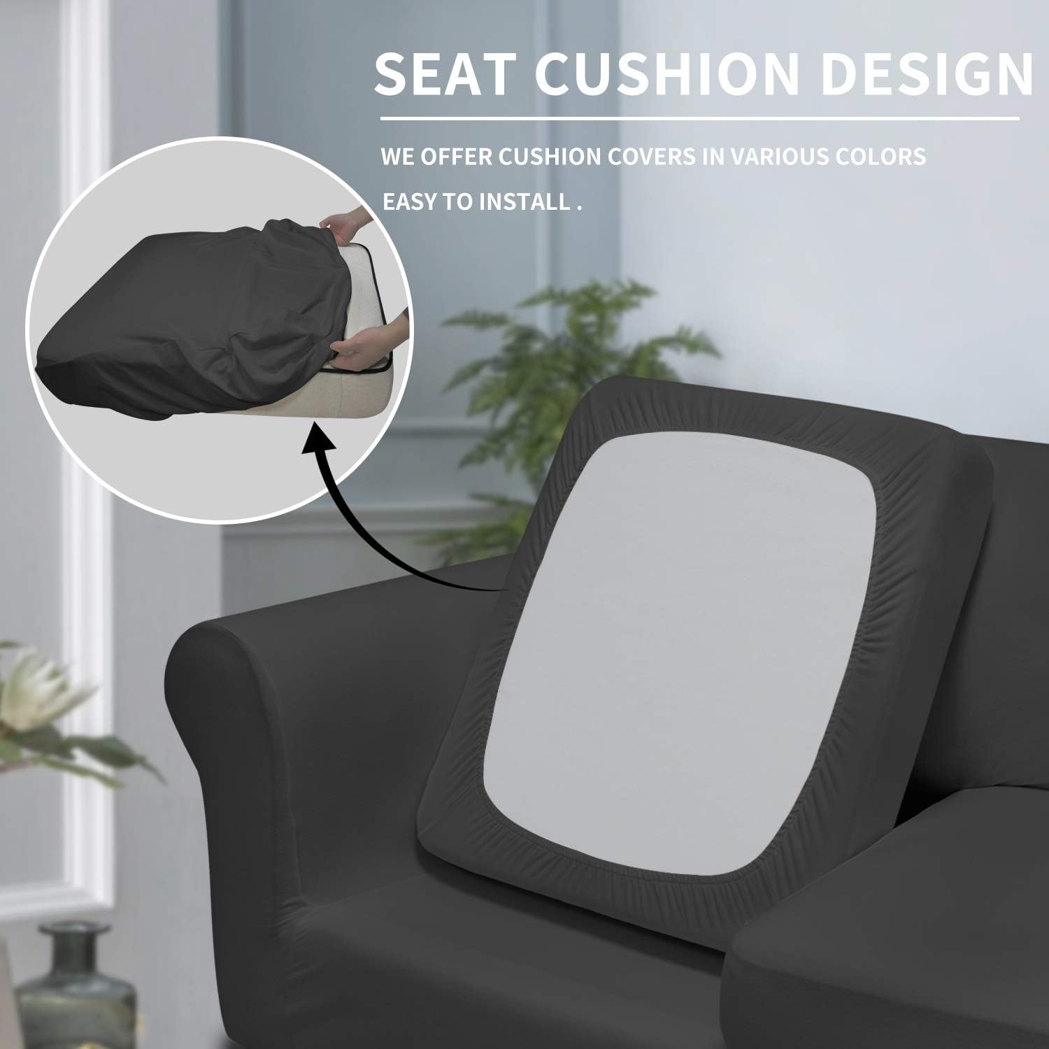 Easy-Going 4 Pieces Stretch Soft Couch Cover for Dogs - Washable Sofa Slipcover for 3 Separate Cushion Couch - Elastic Furniture Protector for Pets, Kids (Sofa, Dark Gray): Furniture & Decor