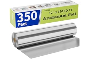 SZZJKJ Aluminum Foil Roll, 12in x 350ft Aluminum Foil, Thick Strong Tin Foil with Cutter, Food Safe Cling Wrap for Cooking, Baking, Roasting, Grilling, Freezer Storage