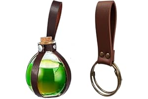 SUMGOGO Dark Magic Cork Potion Bottle Halloween Cosplay Ren Faire Witch Props Costume Accessories Round Potion Glass for Party DIY (1-Brown)