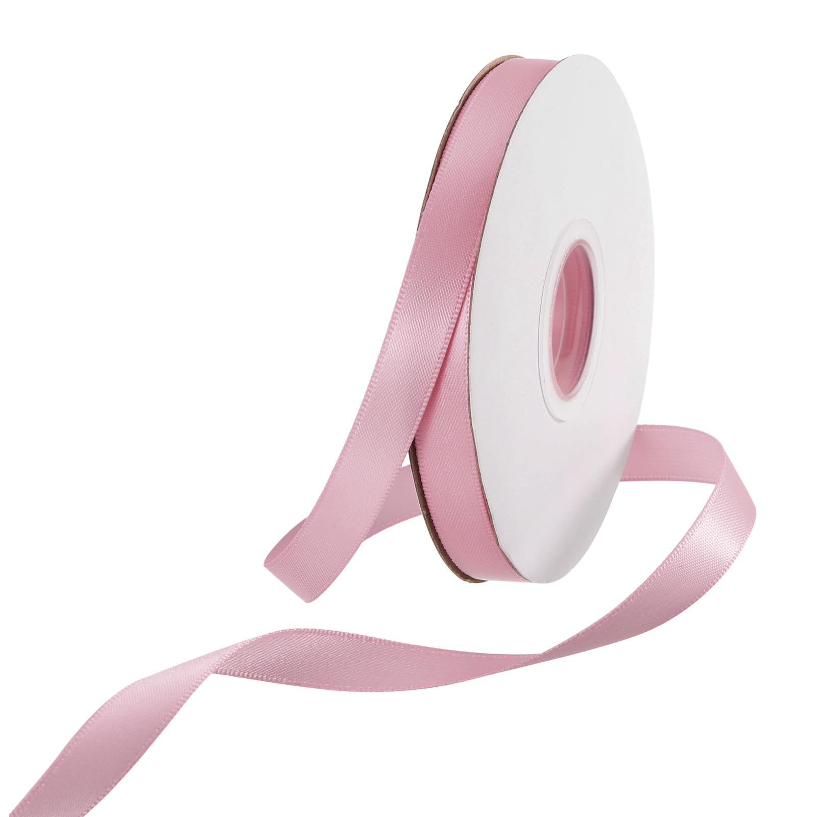 Rebower 10mm Satin Ribbon 91m Thick Double Face Grosgrain Silk Ribbon, [for Gift Wrapping, Hair Bows, Wedding, Cake, Flower] - 100 Yard/300ft/ Dusty Pink