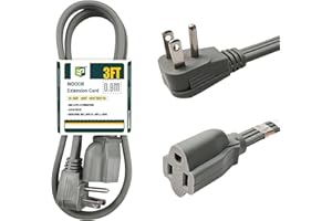 EP 3 Ft Heavy Duty Extension Cord Wire, 14 Gauge 3 Prong SPT-3 Extension Cord, 3 Pronged Cord for Air Conditioner Refrigerato