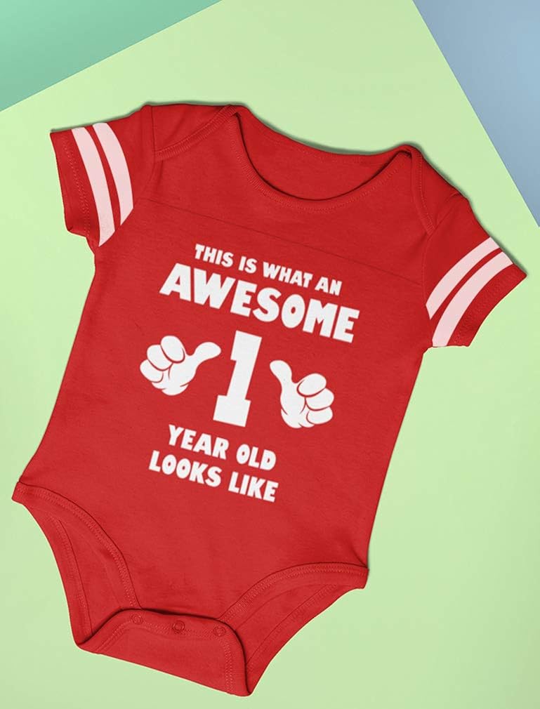 This is What an Awesome One Year Old Looks Like Funny Baby Jersey Bodysuit: Clothing
