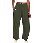 Yioaga Barrel Pants Women Baggy Wide Leg Elastic Waisted Sweatpants Athletic Clothes Lounge Palazzo Trousers with Pockets