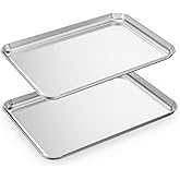 Baking Sheets Set of 2, HKJ Chef Cookie Sheets 2 Pieces & Stainless Steel Baking Pans & Toaster Oven Tray Pans, Rectangle Size 18 x 13 x 1 inch, Non Toxic & Healthy & Easy to Clean