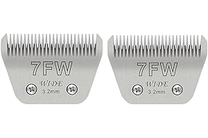 Audoc Wide Blades for Dog Grooming Blades Compatible with Andis,Oster A5,Wahl km10 Dog Clippers Stainless Steel Blades Blades for Animal Dog,Cat,Horse, (#7FW(3.2mm)/2PCS)