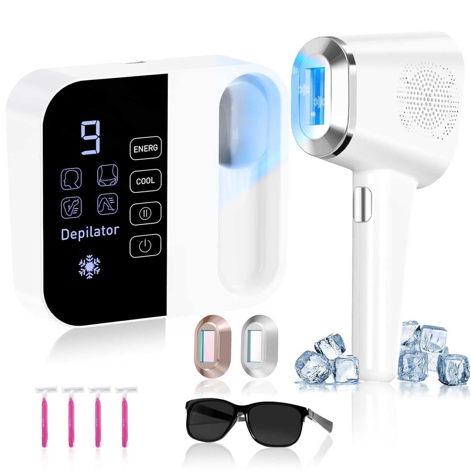 Photo 1 of OPT Laser Hair Removal For Women And Men, At-Home Laser Hair Removal with Ice Cooling,IPL Laser Hair Removel with 999999 Flashes, Hair Removal Device for Face Leg Armpit Arm Bikini Line, Max 25J