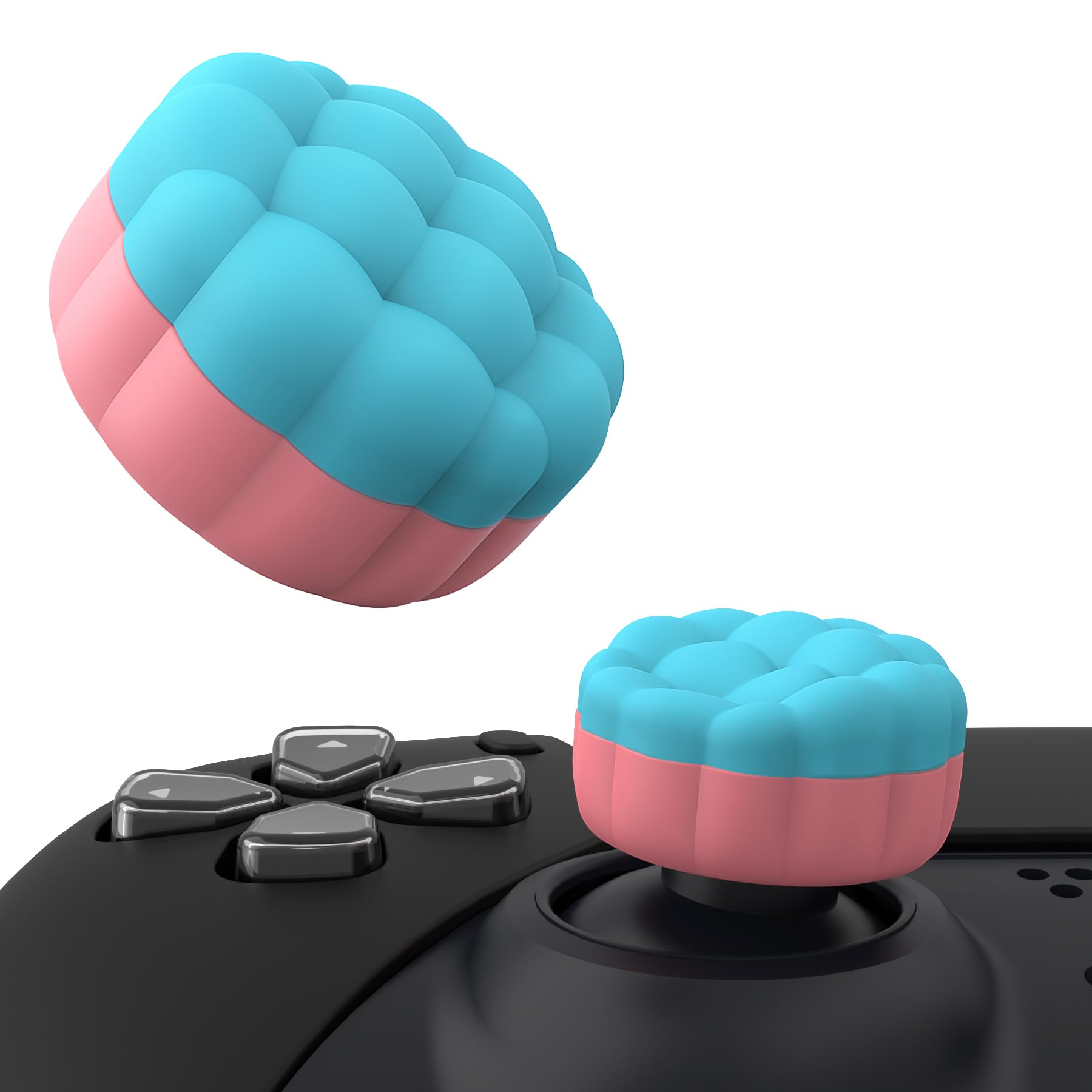 PlayVital Thumbs Cushion Caps Thumb Grips for ps5 ps4, Thumbstick Grip Cover Joystick Caps for Xbox Series X/S, Xbox One, Elite Series 2, Switch 2 Pro Controller - Puff Cloud Texture Design Coral Pink