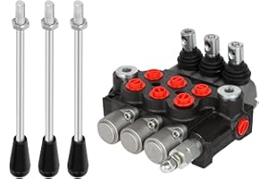 FAHKNS 3 Spool 11 GPM Hydraulic Flow Control Valve, 3600 PSI G Ports Adjustable Relief Lever Handle Double Acting Parallel Center Tractor Loader W/Joystick Small Tractors/Tanks Loaders Log Splitters