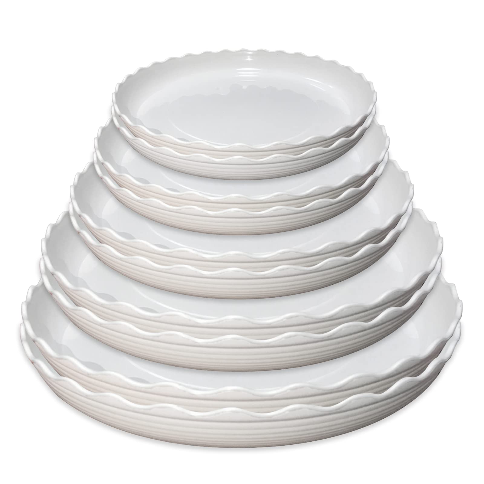 Taasmoog Round Plastic Plant Pot Saucer, 10 Pack Plastic Round Succulent Plants Pot Saucer Trays for holding Water Drips and Soil（15cm+17cm+19cm+22cm+25cm）