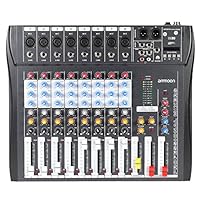 ammoon CT80S-USB 8 Channel Digtal Mic Line Audio Mixing Mixer Console with 48V Phantom Power for Recording DJ Stage Karaoke Music Appreciation