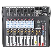 ammoon CT80S-USB 8 Channel Digtal Mic Line Audio Mixing Mixer Console with 48V Phantom Power for Recording DJ Stage Karaoke Music Appreciation