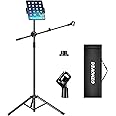 Aokeo Boom Microphone Stand Floor Tripod - Adjustable 42-68 Inch Portable With Tablet Holder and Carrying Bag - Supports Any 