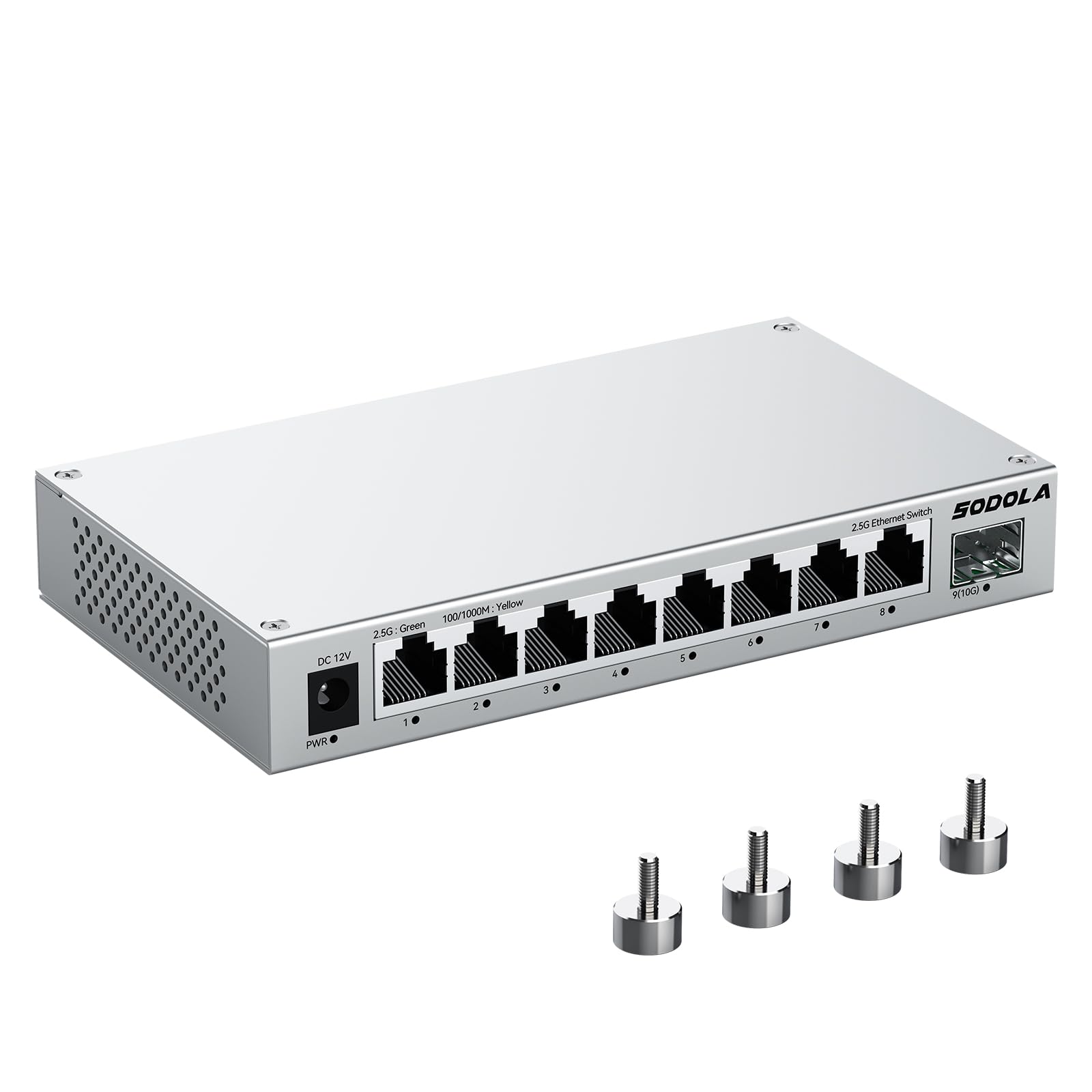 Photo 1 of SODOLA 8-Port 2.5Gb Switch Unmanaged,8 x 2.5GBASE-T Ports,1X10G SFP+,Aluminum Alloy Cooling & Magnetic Mounting, Fanless,Plug & Play 2.5G Ethernet Switch